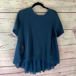 Anthropologie Moth high low pocketed boho blouse